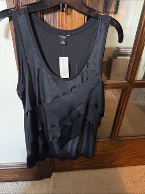 Ann Taylor Black Ruffle Layered Tank